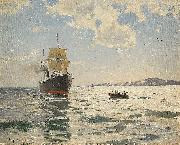 a. jernberg Marin med angfartyg oil painting